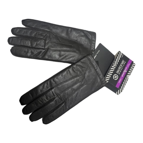 Isotoner Signature Men's Size L Leather Brown Gloves Smartouch Technology New - Picture 1 of 12